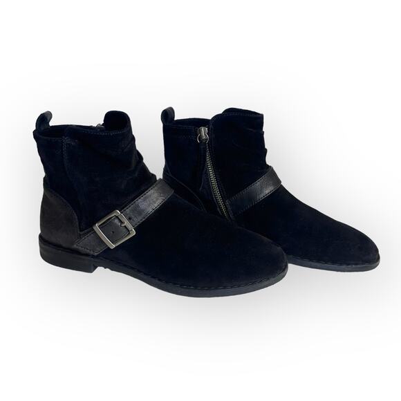 Trask Women's Selma Bootie Size 8 M Black Suede Buckle Vibram Sole Ankle Boot - Picture 1 of 11